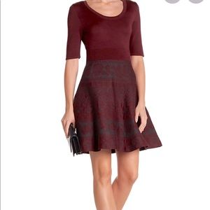 Nina Leonard deep wine/grey church dress